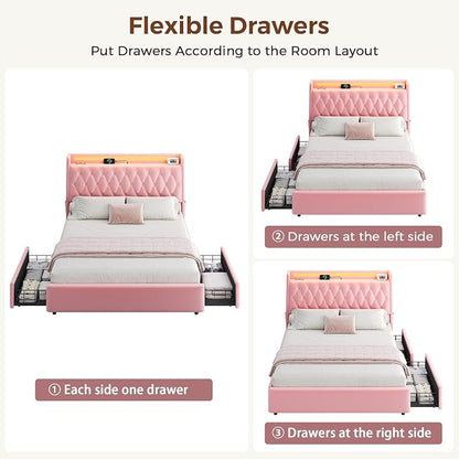 Queen LED Velvet Bed Frame - Image 6