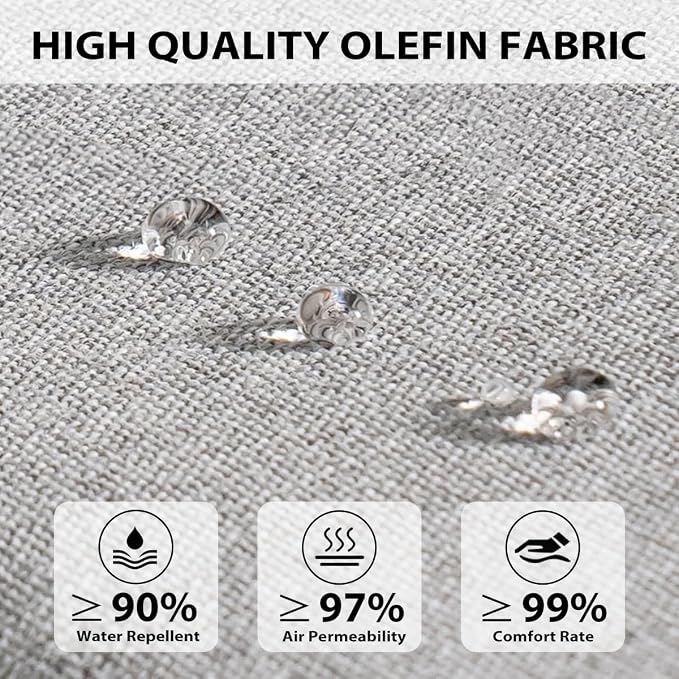 Sundale Outdoor Olefin Quilted Lounge Cushion Set of 2, Patio Foldable Chaise - Image 2