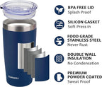 SUNWILL Travel Coffee Mug with Lid, 20 oz Tumbler Set of 2, Insulated Stainless Steel Cup for Water, Tea, Powder Coated Wine & Navy