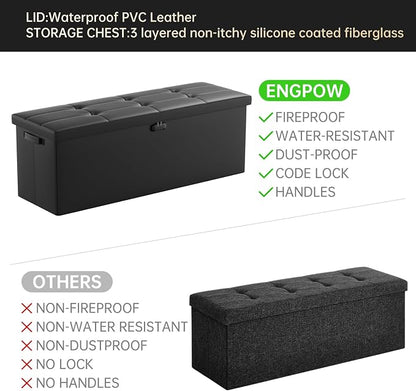 ENGPOW Storage Ottoman, Fireproof Folding Bench - Image 5