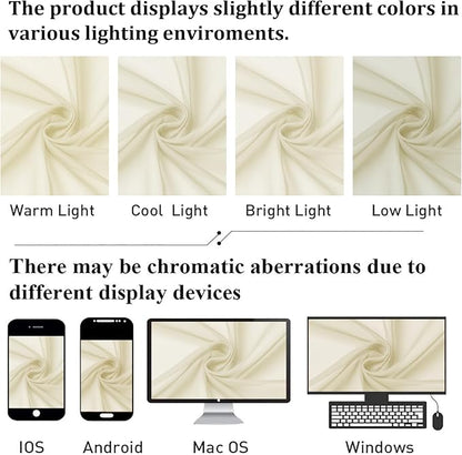 Cream Sheer Curtains 72 Inches Long 2 Panels, Light Filtering Curtains - Image 6