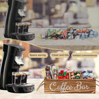 Wooden Coffee Pod Holder Coffee Station Organizer for Countertop Kcup Storage with Removable Dividers Bar Accessories Table Decor Tea Condiment Storage Box