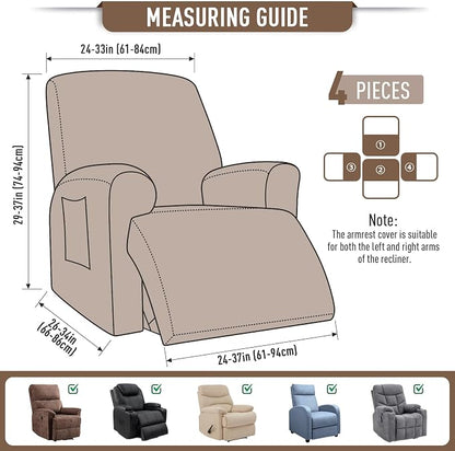 TAOCOCO Recliner Cover 4-Pieces, Recliner Stretch Sofa Slipcover, Recliner - Image 5