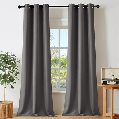 NICETOWN Blackout Grey Doorway 80 inch Curtains, Grommet Room Darkening Thermal by NICETOWN