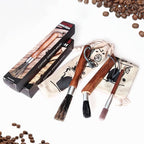 3PCS Professional Coffee Brush, Coffee Grinder Brush Set, Natural Boar Bristles Black Walnut Handle Espresso Machine Cleaning Tool, Coffee Cleaner Brushes Coffee Tool for Barista Home Kitchen
