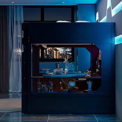 Modern Gaming Loft Bed with Built-in Desk, LED Lighting & Charging Hub – Full - Image 4
