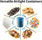 Plastic Small Airtight Container Set Food Storage Containers with Lids BPA Free Coffee Canisters for Beans Sugar Spice Snack Stackable Dishwasher Safe patented Pull Snap Lock Sealed Design 10/17/24oz