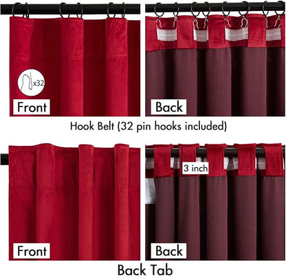 MIULEE Velvet Curtains 50W x 108L 2 Panels Red Blackout Curtains | Luxury - Image 3