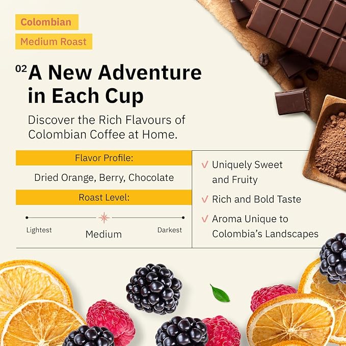 Colombian Medellín Coffee Beans - Single Origin Medium Roast Coffee Beans, Freshly Roasted To Order Organic Whole Bean Coffee, Specialty Grade, Fair Trade and Non-GMO, Chocolate & Berry Notes - 5LB
