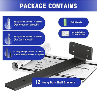 Goovilla Shelf Bracket, Heavy Duty Floating Shelf Brackets 12 inch Long - Image 7