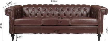 GDFStudio 84" Chesterfield Tufted Sofa Couch - Image 2