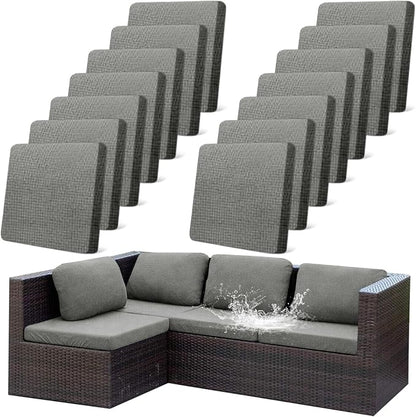 CALBODE 14Pcs Outdoor Stretch Cushion Covers, Waterproof Outdoor Chair Cushion by CALBODE