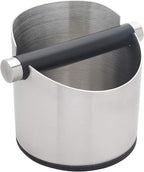 Espresso Knock Box, Stainless Steel Coffee Grounds Knock Box, With Removable Knock Bar and Non-Slip Rubber Base (Silver)