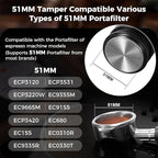 IKAPE Coffee Products, 51MM Espresso Tamper, Premium Barista Coffee Calibrated Tamper with Spring Loaded, 100% Stainless Steel Tamper Compatible with All 51MM Bottomless Portafilter (Black)