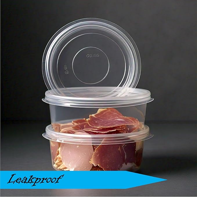 Mr Miracle 8OZ Deli Containers with Lids - 24 Pack of 8 oz Clear Airtight Reusable Plastic Food and Multi-Purpose Deli Containers - Microwave, Freezer, and Dishwasher Safe
