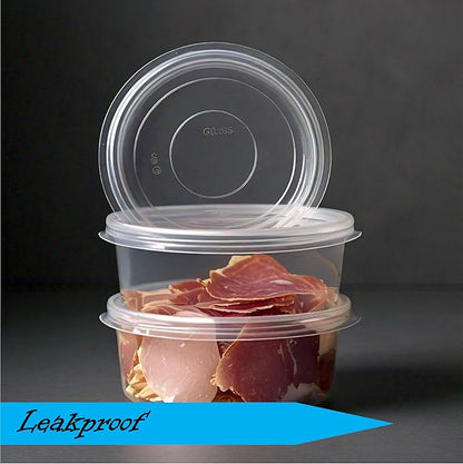Mr Miracle 8OZ Deli Containers with Lids - 24 Pack of 8 oz Clear Airtight Reusable Plastic Food and Multi-Purpose Deli Containers - Microwave, Freezer, and Dishwasher Safe