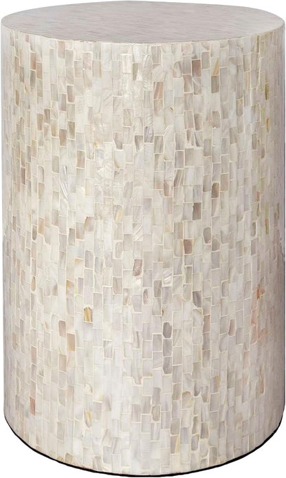 PEMAR Mother of Pearl Cylinder Drum End Table Nacre Side Stool Round Accent by PEMAR