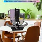 Stanley Cup Holder & Rotating Bottle Organizer – 5-Slot Wood Stand for 20/30/40oz Tumblers, Drinking Glasses, Coffee Mugs, Yeti, Hydro Flask – Countertop & Cabinet Cup Storage Rack