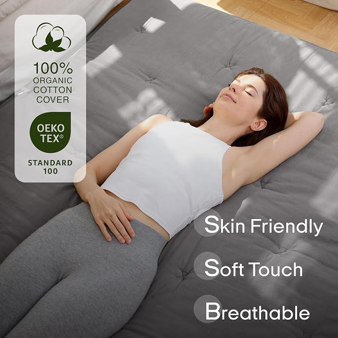 ZonLi Japanese Floor Futon Mattress Full Size 75"x 54", 100% Cotton Cover 2.5'' - Image 2