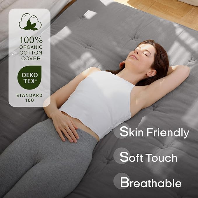 ZonLi Japanese Floor Futon Mattress Twin Size 75"x 39", 100% Cotton Cover 2.5'' - Image 2