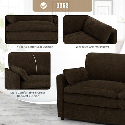 Comfy Chenille Sofa Set with Well-Filled Pillows, Modern 3 Seater and Loveseat - Image 5