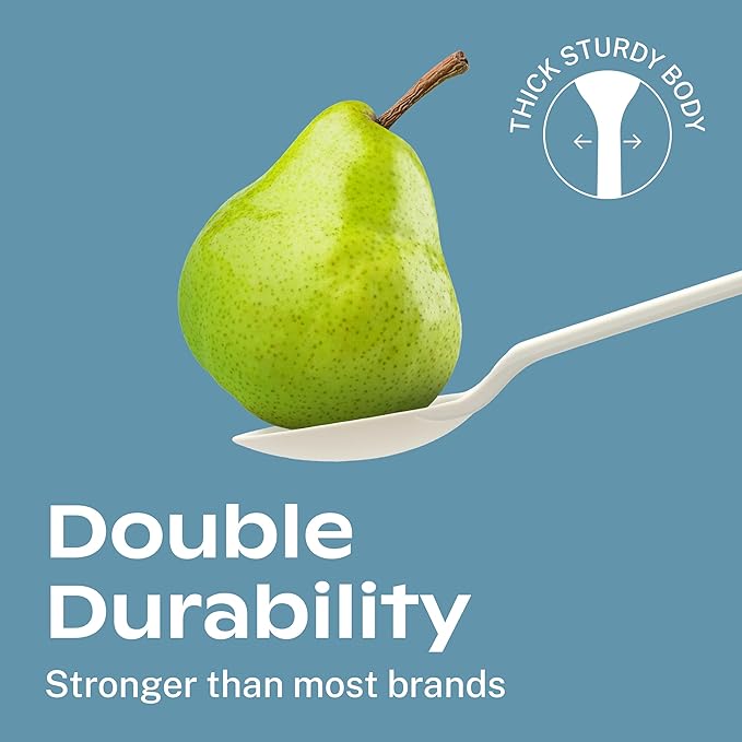 CORAL Ivory White 100% Compostable Knives - 120 Heavy Duty No Plastic Knives (7.0 inch) - Break Resistant with Smooth Edges, Ocean Friendly Alternative to Plastic Silverware - Biodegradable & Disposable Knives