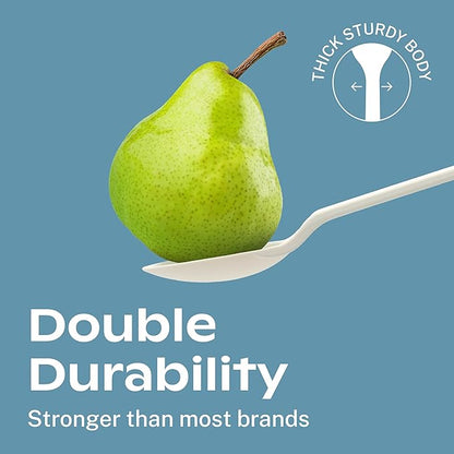 CORAL Ivory White 100% Compostable Knives - 120 Heavy Duty No Plastic Knives (7.0 inch) - Break Resistant with Smooth Edges, Ocean Friendly Alternative to Plastic Silverware - Biodegradable & Disposable Knives