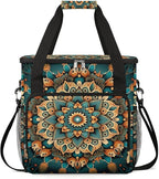 mandala flower beautiful Coffee Maker Carring Bag Travel Carrying Storage Tote Bag Compatible with Keurig K-Mini or K-Mini Plus Portable Single Serve Coffee Brewer Case with Pockets for K-cup Pods