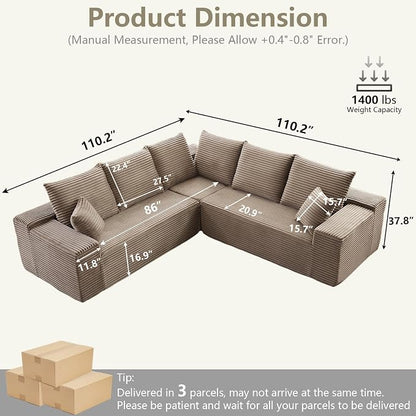 Sectional Cloud Couch for Living Room, Modular Floor Deep-Seat Sofa, Big Comfy - Image 2