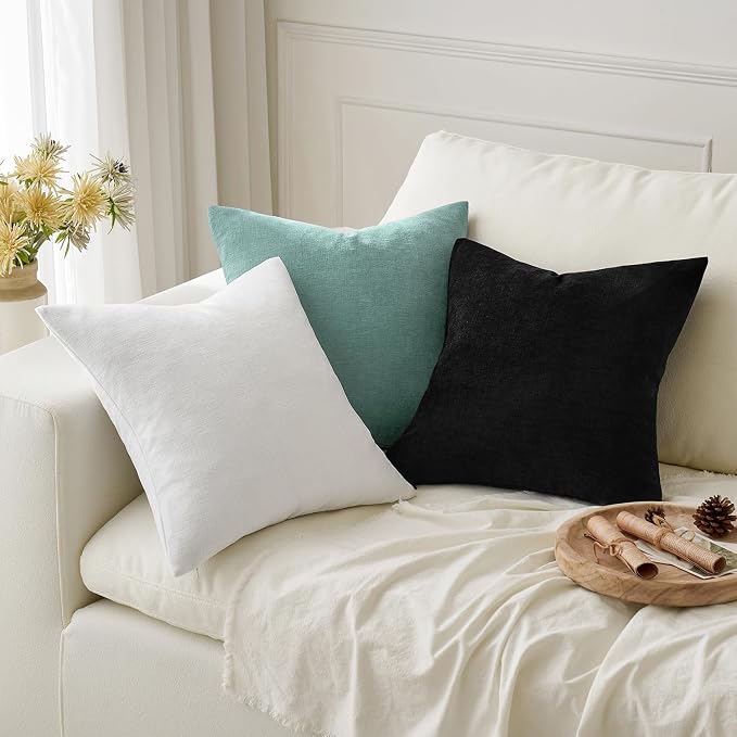 MIULEE Aqua Green Chenille Couch Throw Pillow Covers, 18x18 | Set of 2 - Image 5