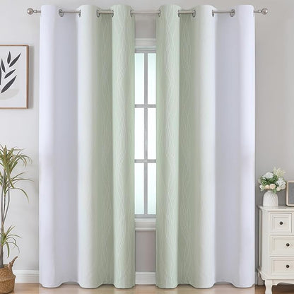 Sage Green and Greyish White Ombre Blackout Curtains - Image 2