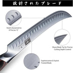 Carving Slicing Knife, 12 Inch Japanese High Carbon Steel Brisket Knife with Ergonomic Pakkawood Handle, Razor Sharp Curved Butcher Breaking Knives for Meat Cutting