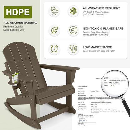 Outdoor Rocking Chairs Set of 4, HDPE Poly All-Weather Patio Rocking Chairs - Image 4