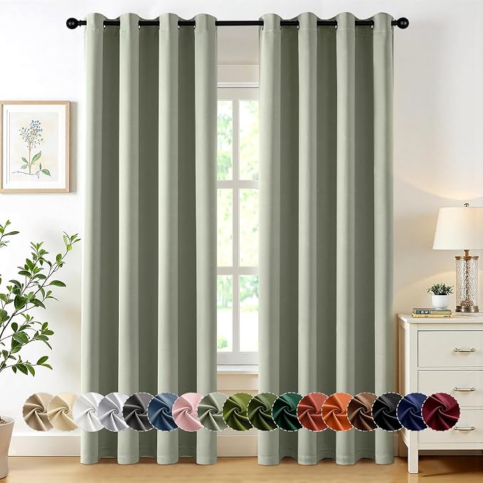 MIULEE Blackout Curtains for Bedroom 2 Panels 50 x 84 Inch Long Sage Green | by MIULEE