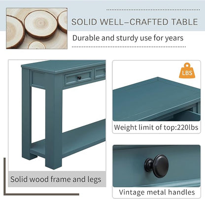 LKTART Solid Wood Console Table, 63 in Long Sofa Table Entryway Table - Image 6