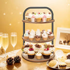Cupcake Stand, Wooden Cupcake Stand for 100 Cupcakes 3 Tier Large Dessert Table Display Set Cupcake Tower Tiered Tray Stand Serving Tray for Party Supplies Vendor Display Farmhouse Decor