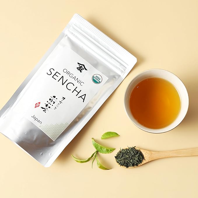 TOMOSAN Organic Sencha - Loose Leaf Japanese Premium Green Tea, USDA Certified, Uji-Kyoto,100g/3.5oz