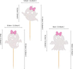 24Pcs Ghost Cupcake Toppers - Pink & White Halloween, Baby Shower, Ghost & Gender Reveal Decorations