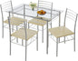 VECELO Dining Table Set for 4, 5-Piece Glass Kitchen Table by VECELO