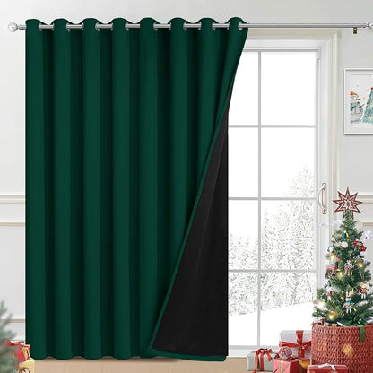 Yakamok Dark Green Blackout Patio Door Curtain Panels W100 x L84, 1 Panel | by Yakamok