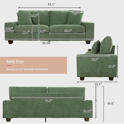 DOPEDIO Modern Loveseat Sofa for Living Room, Chenille Recliner, Removable Cover - Image 2