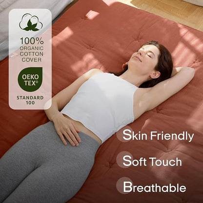 ZonLi Japanese Floor Futon Mattress Full Size 75"x 54", 100% Cotton Cover 4'' - Image 2