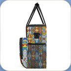 Ethnic Mexican Colorful Flowers Plaid Coffee Maker Carrying Bag, Coffee Machine Travel Storage Tote Bag Compatible with K-Mini or K-Mini Plus, Portable Single Serve Coffee Brewer Case with Pockets