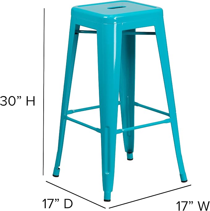 Flash Furniture Kai Commercial Grade 4 Pack 30" High Backless Crystal Teal-Blue - Image 3