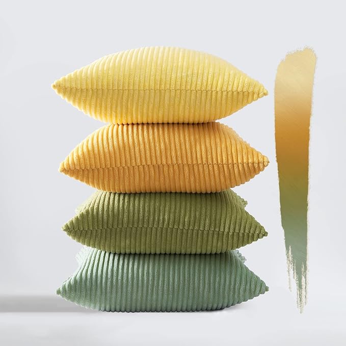 Topfinel Decorative Throw Pillow Covers 18x18 Inches Set of 4, Striped Corduroy - Image 8
