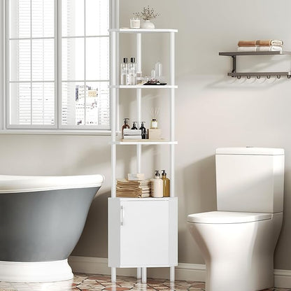 HOOBRO Corner Cabinet with LED Light, Corner Shelf Stand with Storage and Doors - Image 5