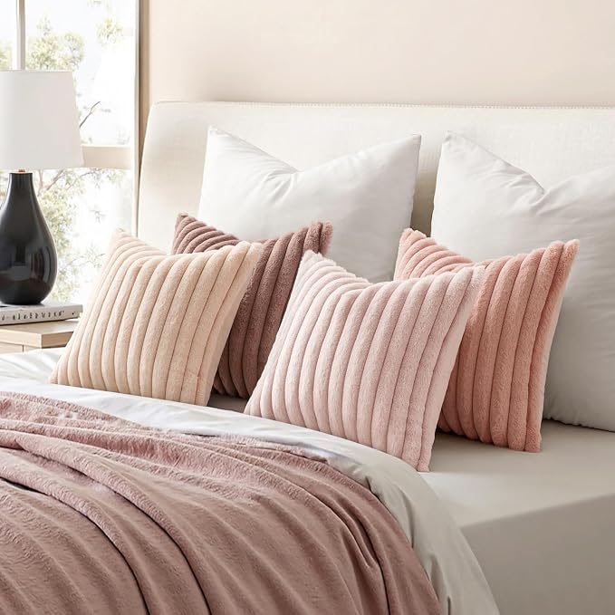 MIULEE Faux Fur Plush Decorative Throw Pillow Covers 20x20, Soft Cute Romantic - Image 4