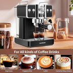 SEEDEEM Espresso Machine,20 Bar Espresso Maker with Milk Frother,Stainless Steel Latte and Cappuccino Machine with 1.8L(60 Fl Oz) Removable Water Tank