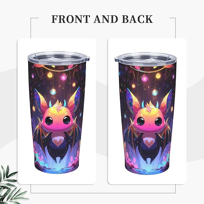 Bat Tumbler with Lid and Straw 20oz Coffee Tumblers Leakproof Stainless Steel Travel Mug Vacuum Insulated Cup for Iced and Hot
