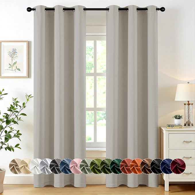 MIULEE Blackout Curtains for Bedroom 2 Panels 40 x 72 Inch Long Natural | by MIULEE